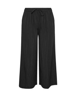 Yours Curve Crinkle Wide Leg Trousers Black Outlet