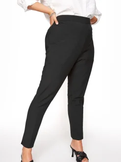 Yours Curve Black Elasticated Tapered Stretch Trousers New