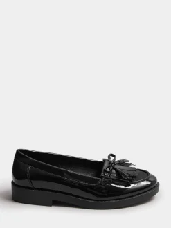 Yours Curve Black Extra Wide Fit Extra Wide Fit Tassel Patent Loafers Online