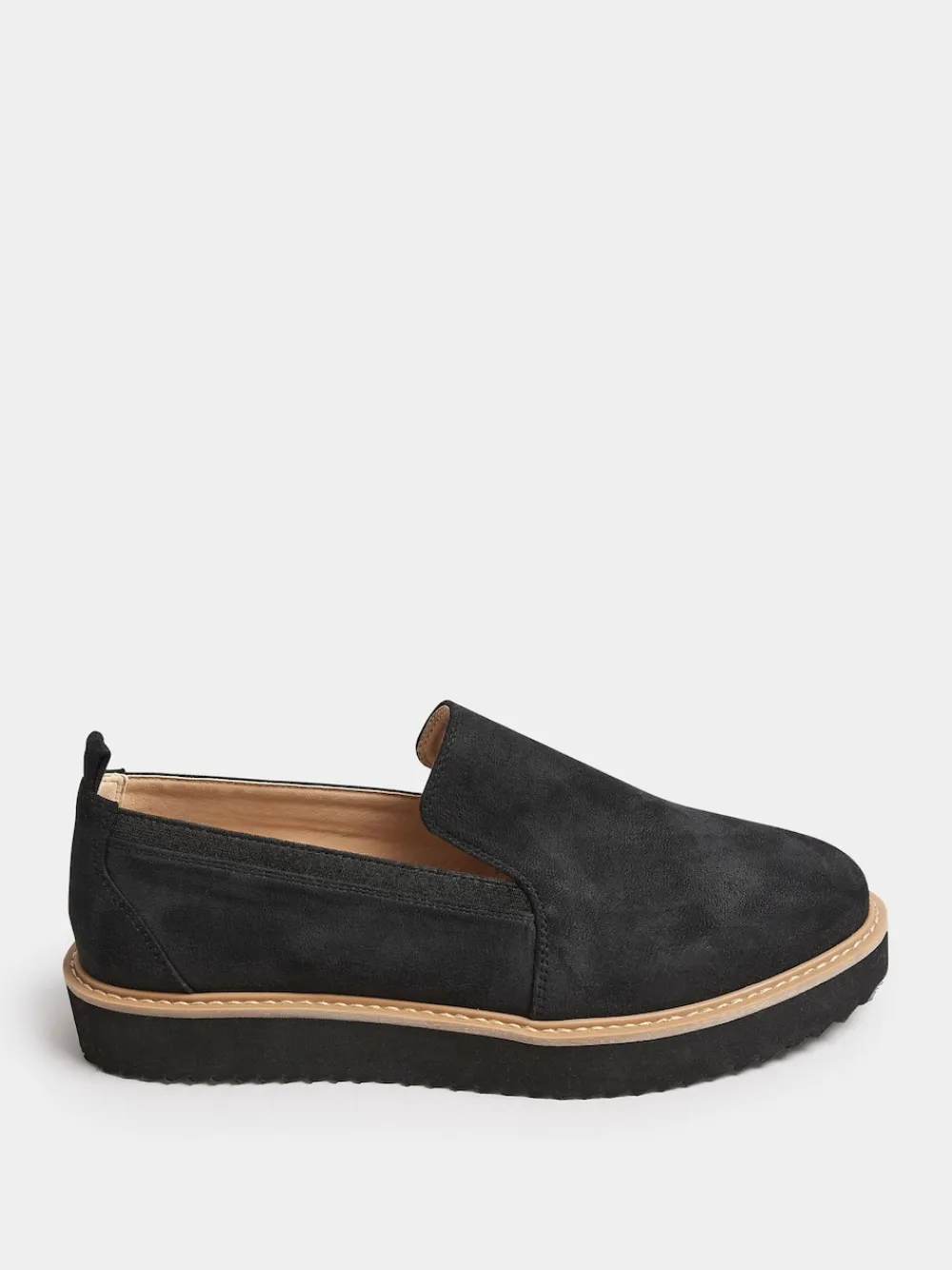 Yours Curve Black Faux Suede Slip On Loafers In Extra Wide EEE Fit Sale
