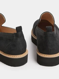 Yours Curve Black Faux Suede Slip On Loafers In Extra Wide EEE Fit Sale