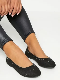 Yours Curve Black Ground Wide Fit Blaise Ballerinas Discount