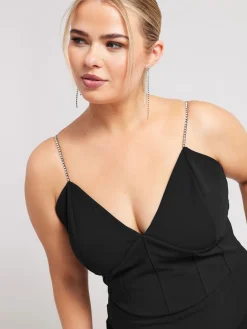 Yours Curve Black LONDON Diamante Corset Jumpsuit Online