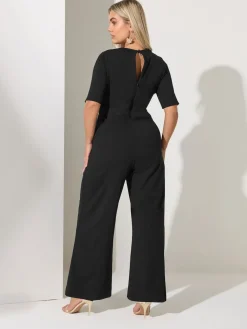 Yours Curve Black London Sweetheart Jumpsuit New