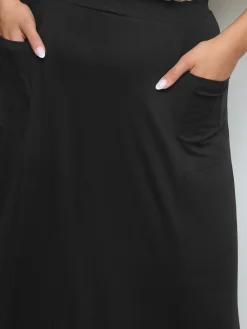 Yours Curve Black Maxi Jersey Stretch Skirt Sale