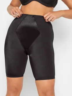 Yours Curve Black Satin Tummy Control High Waisted Shorts Best
