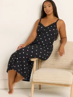 Yours Curve Soft Touch Midaxi Chemise Black Discount