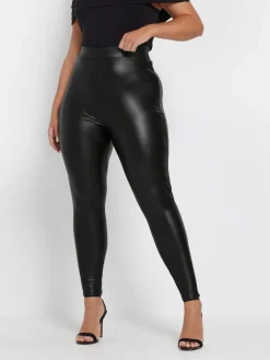 Yours Curve Black Stretch Coated Leggings Discount