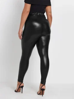 Yours Curve Black Stretch Coated Leggings Discount