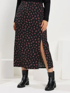 Yours Curve Textured Tube Skirt Black Hot