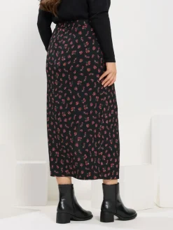 Yours Curve Textured Tube Skirt Black Hot