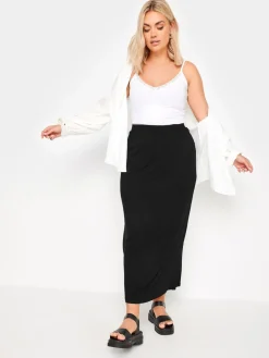 Yours Curve Black Tube Maxi Skirt Hot