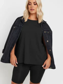 Yours Curve Black Tummy Control Soft Touch Stretch Cycling Shorts