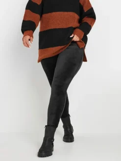 Yours Curve Black Velour Leggings Discount