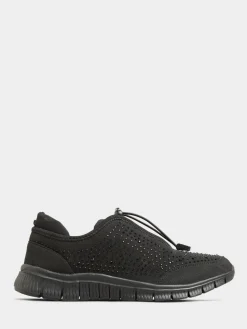 Yours Curve Black Wide Fit Titania Gem Trainers Sale