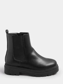 Yours Curve Black Wide Fit Chunky Chelsea Boots
