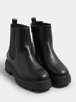Yours Curve Black Wide Fit Chunky Chelsea Boots