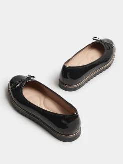 Yours Curve Black Wide Fit Ballet Patent Shoes Sale
