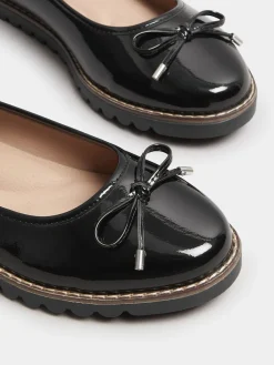 Yours Curve Black Wide Fit Ballet Patent Shoes Sale
