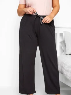 Yours Curve Black Wide Leg 100% Cotton Pyjamas Hot