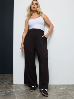 Yours Curve Black Wide Leg Trousers New