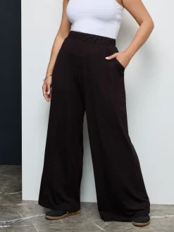 Yours Curve Black Wide Leg Trousers New