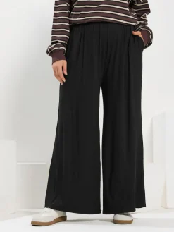 Yours Curve Black Wide Leg Trousers New