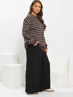 Yours Curve Black Wide Leg Trousers New