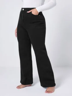 Yours Curve Black Wide Leg Jeans Clearance