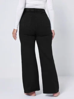 Yours Curve Black Wide Leg Jeans Clearance