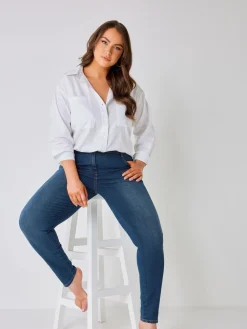 Yours Curve Curve Skinny Stretch AVA Jeans Blue Discount