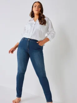 Yours Curve Curve Skinny Stretch AVA Jeans Blue Discount