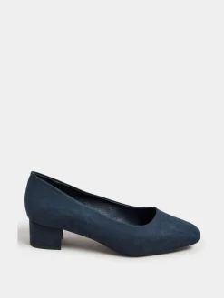 Yours Curve Blue Extra-Wide Fit Square Toe Court Shoes Best