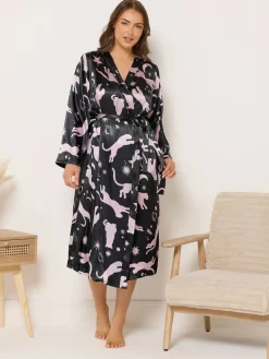 Yours Curve Satin Robe Blue Discount