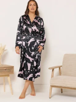 Yours Curve Satin Robe Blue Discount