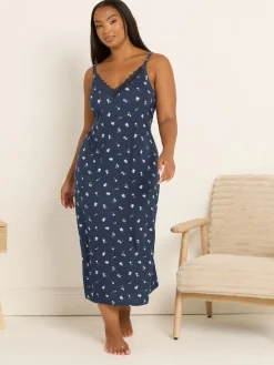 Yours Curve Soft Touch Midaxi Chemise Blue Outlet