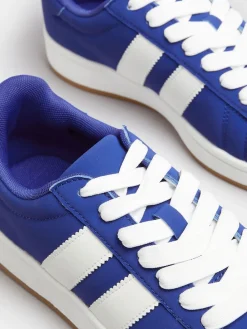 Yours Curve Wide Fit Wide Fit Padded Skate Trainers Blue Discount