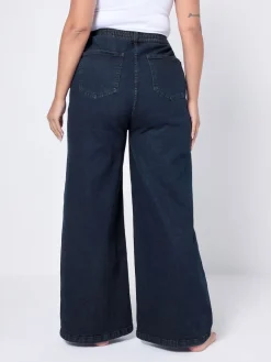 Yours Curve Wide Fit Wide Leg Puddle Jeans Blue Best