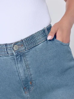 Yours Curve Blue Wide Leg Pull On Puddle Jeans Sale