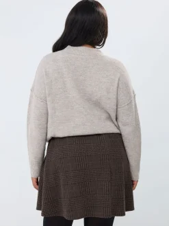 Yours Curve Check Mini Skirt Brown New