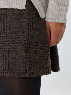 Yours Curve Check Mini Skirt Brown New