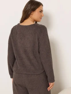 Yours Curve Chenille Cardigan Brown Outlet