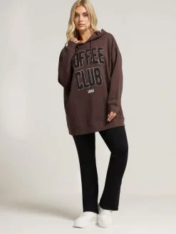 Yours Curve Brown Coffee Club Hoodie Sale