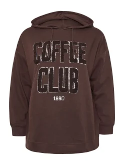 Yours Curve Brown Coffee Club Hoodie Sale