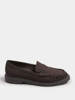 Yours Curve Extra Wide Fit Extra Wide Fit Ruched Loafers Brown