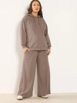 Yours Curve Maternity Wide Leg Joggers With Pockets Brown Outlet