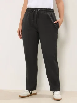 Yours Curve Tie Waist Joggers Denim Black Discount