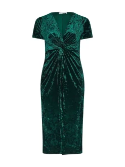 Yours Curve London Velvet Knot Dress Green New