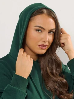 Yours Curve Pocket Detail Hoodie Green Discount