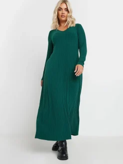 Yours Curve Green Ribbed Maxi Dress Discount